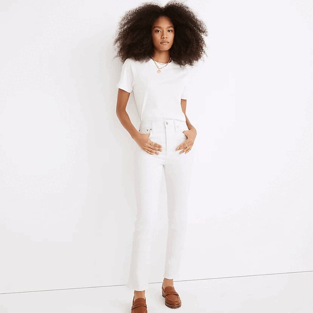 Madewell White High-Rise Straight Jeans